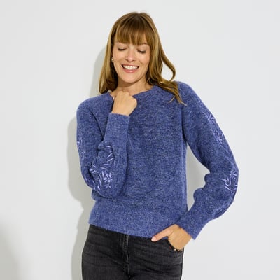 Pull doux motifs brodés GRAIN DE MALICE