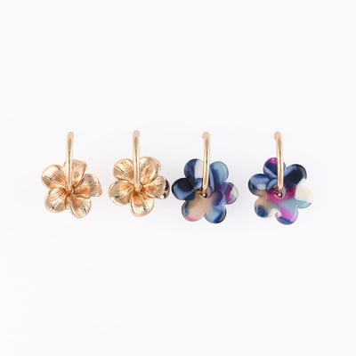 Set x2 paires de créoles fleurs en métal et résine bleue BALABOOSTE