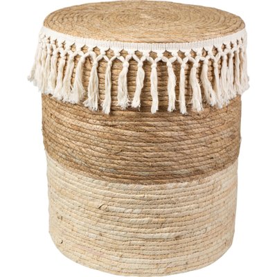Tabouret en fibres naturelles avec franges blanches élégantes RECOLLECTION