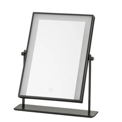 Miroir de maquillage à poser lumineux led métal noir 24x6x29cm WADIGA