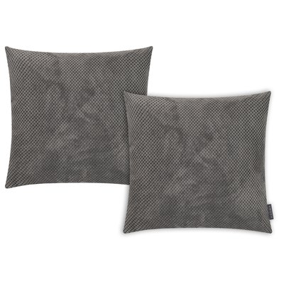 Housses de coussin en velours avec relief COMODO-Lot de 2 MAGMA HEIMTEX