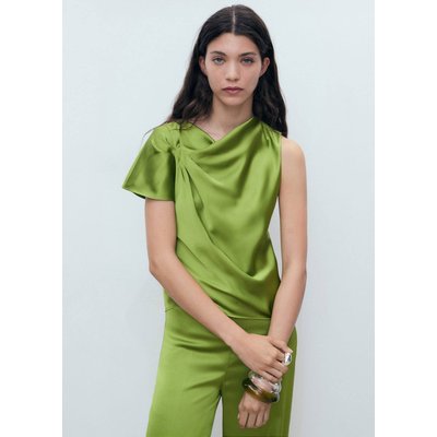 Chemise satinée détail drapé MANGO
