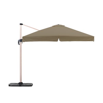 Set parasol deporté effet bois, carré, MILAN DEFORA HOME