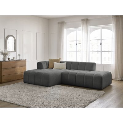 Canapé d'angle fixe 3 places en tissu bouclette, ANNECY BOBOCHIC