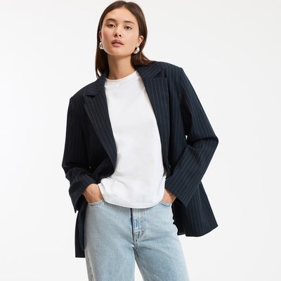 Chaqueta americana larga, corte oversize, rayas tenis LA REDOUTE COLLECTIONS