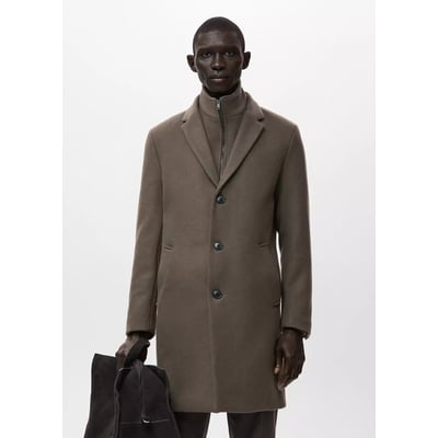 Manteau laine col intérieur amovible MANGO MAN