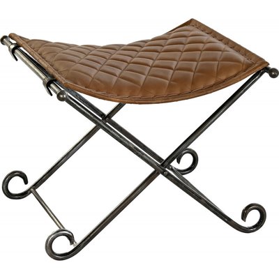 Tabouret cuir et métal, collection Vintage RECOLLECTION