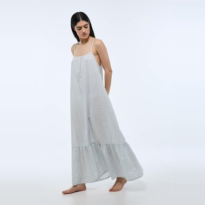 Chemise de nuit longue fines bretelles rayée en coton BIO GOTS MONOPRIX