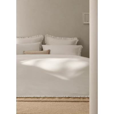 Housse de couette coton lavé volant en gaze effiloché lit 150/160 cm MANGO HOME