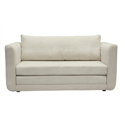Canapé convertible 2 places en tissu velours côtelé beige LEON MILIBOO