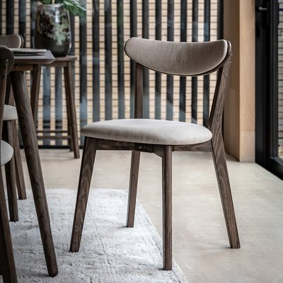 Hale Mid-Century Upholstered Smoked Oak Dining Chairs (Set of 2) SO'HOME