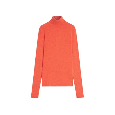 Pull Col Roulé Orange Chiné Ava JUST CASHMERE