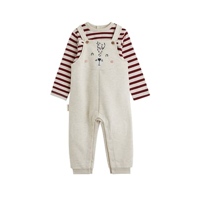 Ensemble salopette bébé en molleton et t-shirt Pistache PETIT BEGUIN