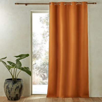 Private 100% Washed Linen Single Lined Blackout Eyelet Curtain AM.PM