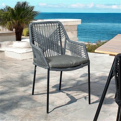 Chaise de jardin en corde tressée grise GRENADE PIER IMPORT