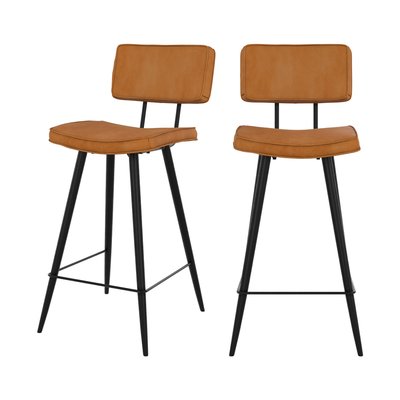 Lot de 2 chaises de bar mi-hauteur 66 cm cuir synthétique / - TEXAS RENDEZ-VOUS DÉCO