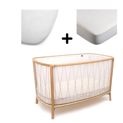 Pack Lit bébé Kimi Desert et matelas + alèse et drap housse blanc CHARLIE CRANE