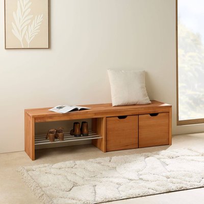 Banc à chaussures bois massif avec 2 cubes de rangement - CYRIEL CAMIF
