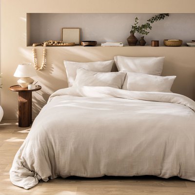 Parure de lit unie en coton, GAZE DE COTON MATT ET ROSE