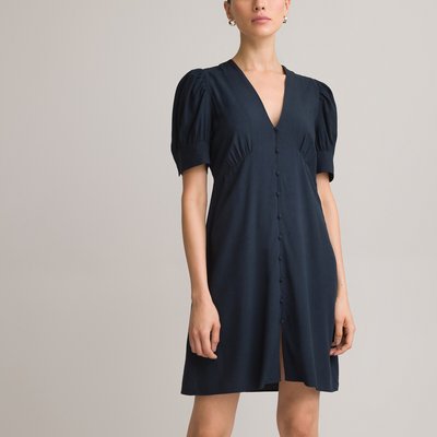 Платье короткое с v-образным вырезом и короткими рукавами LA REDOUTE COLLECTIONS