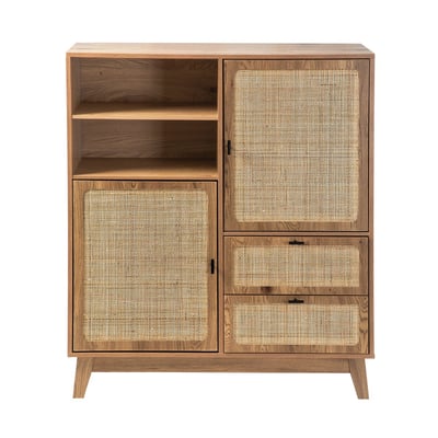 Buffet haut 2 portes 2 tiroirs rotin - ALIA CALICOSY