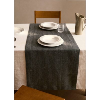Chemin de table en lin structure chevrons MANGO HOME