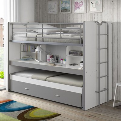 Lit superposé 3 couchages avec bureau TERRE DE NUIT