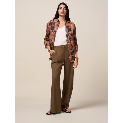Pantalon palazzo réalisé en tissu fluide mélangé au lin OLTRE