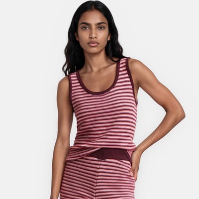 Striped Chunky Knit Crew Neck Vest Top LA REDOUTE COLLECTIONS