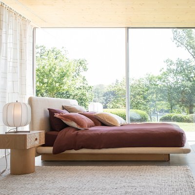 Doppelbett, Stoff und Plattform aus Esche, Slice AM.PM