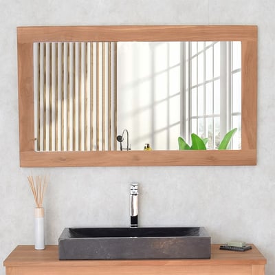 Miroir rectangulaire en teck massif 120 x 70 cm - LAZY WILDWATER