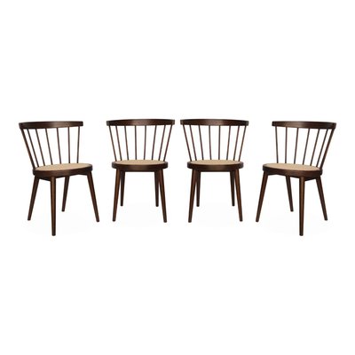 Chaise bohème bois d'hévéa et cannage (lot de 4) NORA SWEEEK