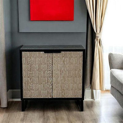 Buffet 2 portes bois et métal décor oriental PIER IMPORT