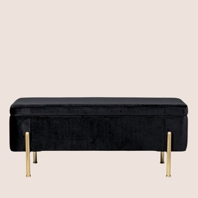 Banc coffre 2 places en velours et piétement or - NINA HELLIN, DEPUIS 1862