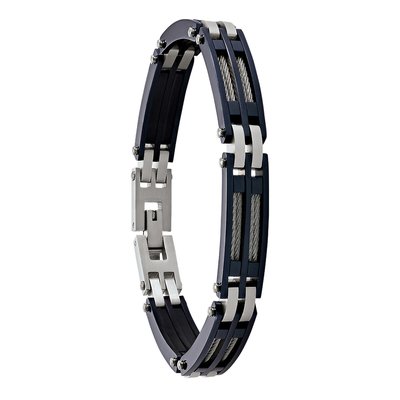 PRIAM - Blue two-tone steel bracelet, cable JOURDAN BIJOUX