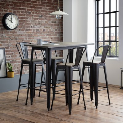Dalton Industrial Tolix Bar Table & Chair Set (Seats 4) SO'HOME