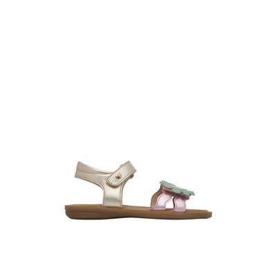 Sandales en cuir laminé avec fleurs appliqués ARISLE NATURINO