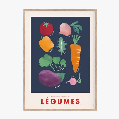 Mes légumes, affiche,  cadre chêne. 50cm x 70cm COTTON BIRD