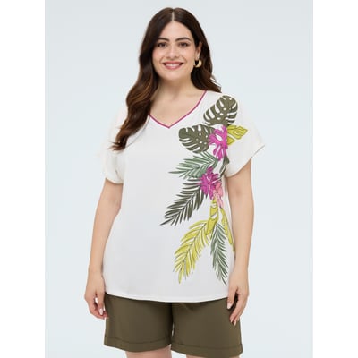 T-shirt à imprimé tropical FIORELLA RUBINO