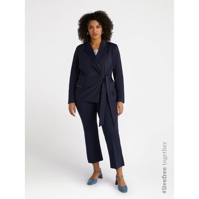Blazer avec fermeture latérale, à attacher par un nœud, poches à rabat avec broderie de perles sur les bords FIORELLA RUBINO