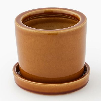 Cache-pot et soucoupe, 14x12cm, en céramique MONOPRIX
