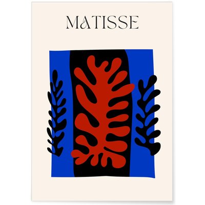 Affiche Matisse 'Feuillage Abstrait' – Bleu, rouge et noir L'AFFICHERIE