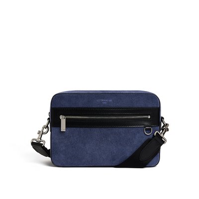 Sacoche petite en cuir suède effet denim EMILE LE TANNEUR