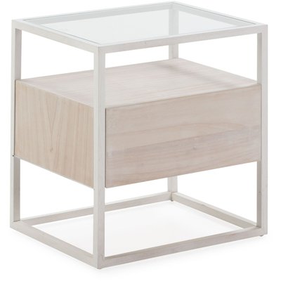 Table de chevet verre et bois rectangulaire RECOLLECTION