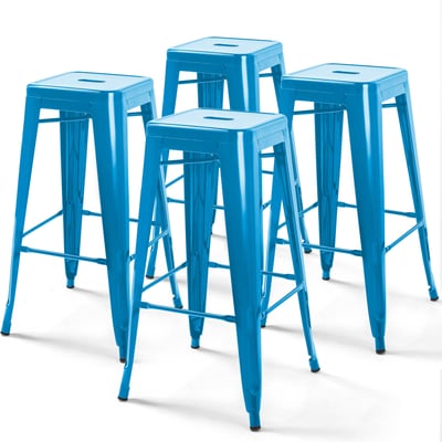 Tabourets de bar en métal brillant — Lot de 4, INDUS OVIALA