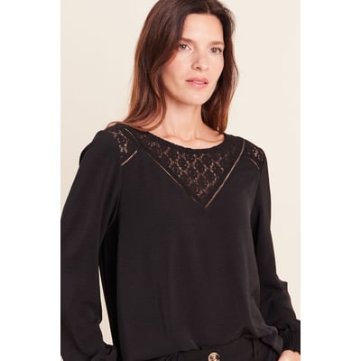 Blouse droite manches longues dentelle BREAL
