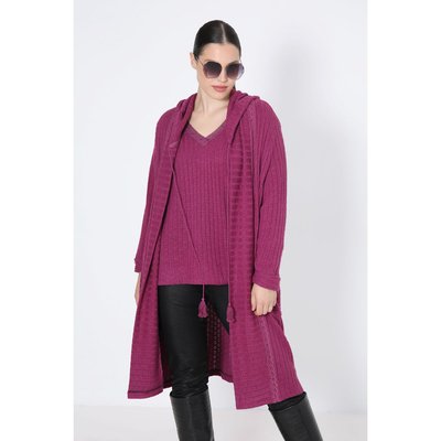Gilet en maille torsade cote 6/2 avec capuche JEAN-MARC PHILIPPE
