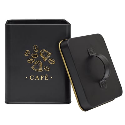 Boîte à café en métal noir et doré EDEN