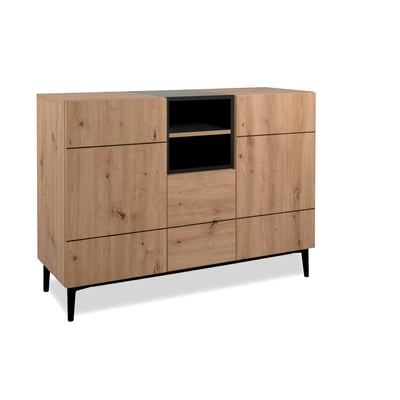 Buffet moderne 3 portes décor bois et noir ALVA PIER IMPORT
