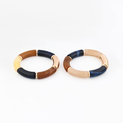 Set de 2 bracelets tubes bleus et marrons BALABOOSTE